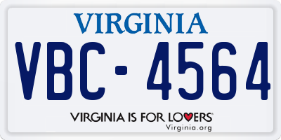 VA license plate VBC4564