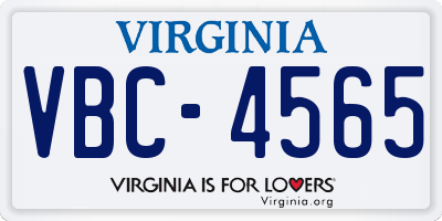 VA license plate VBC4565