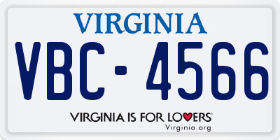 VA license plate VBC4566