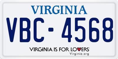 VA license plate VBC4568