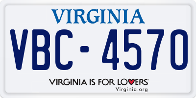 VA license plate VBC4570