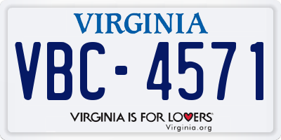 VA license plate VBC4571
