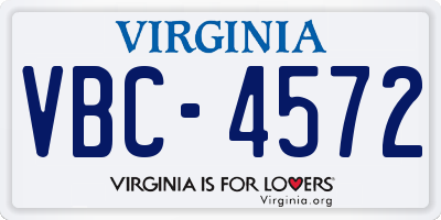 VA license plate VBC4572