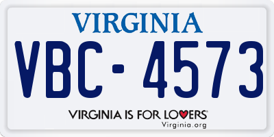 VA license plate VBC4573