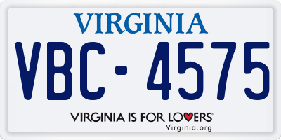 VA license plate VBC4575