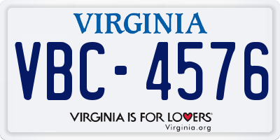 VA license plate VBC4576