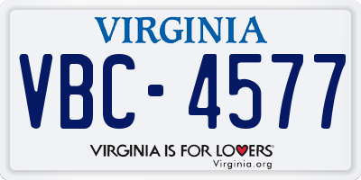 VA license plate VBC4577