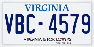 VA license plate VBC4579
