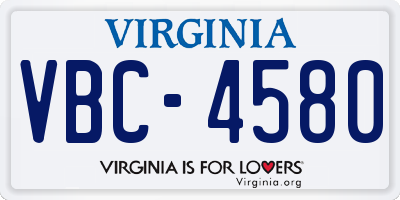 VA license plate VBC4580