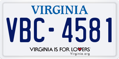 VA license plate VBC4581