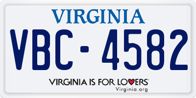 VA license plate VBC4582