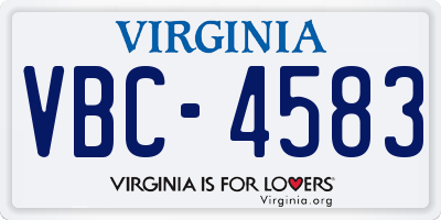 VA license plate VBC4583