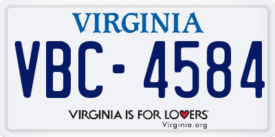 VA license plate VBC4584