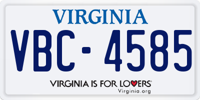 VA license plate VBC4585