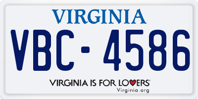 VA license plate VBC4586