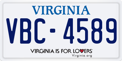 VA license plate VBC4589