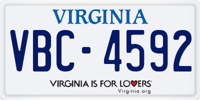 VA license plate VBC4592