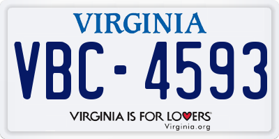 VA license plate VBC4593