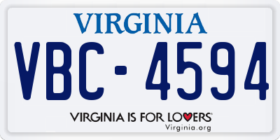 VA license plate VBC4594