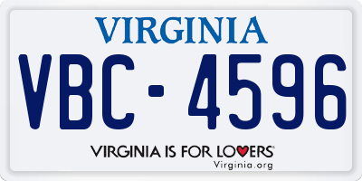 VA license plate VBC4596