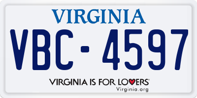 VA license plate VBC4597