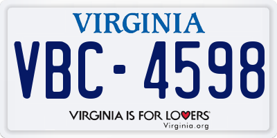 VA license plate VBC4598