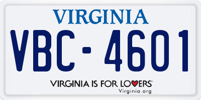 VA license plate VBC4601
