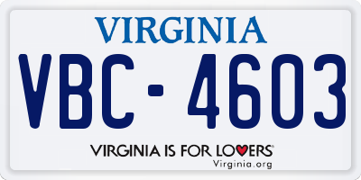 VA license plate VBC4603