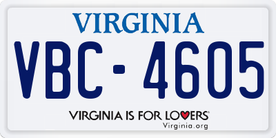 VA license plate VBC4605