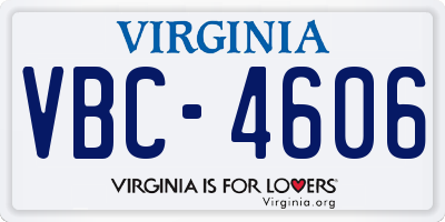 VA license plate VBC4606