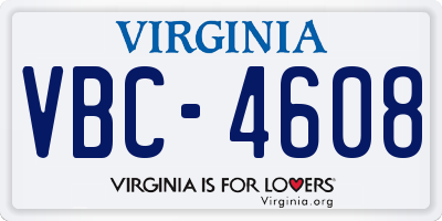 VA license plate VBC4608