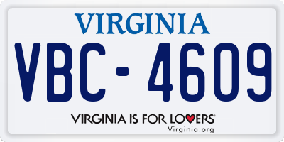 VA license plate VBC4609