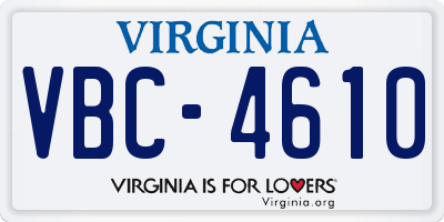 VA license plate VBC4610