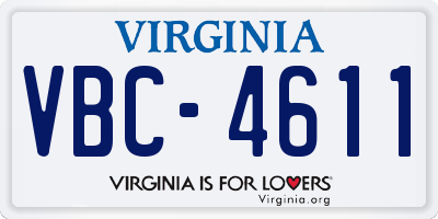 VA license plate VBC4611