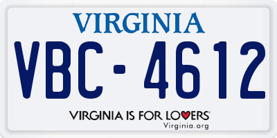 VA license plate VBC4612