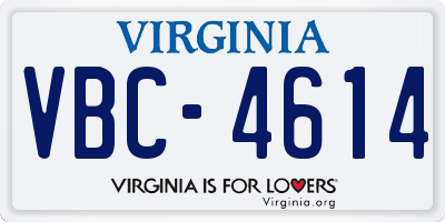 VA license plate VBC4614