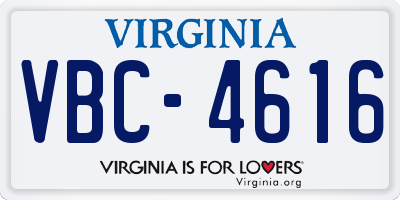 VA license plate VBC4616