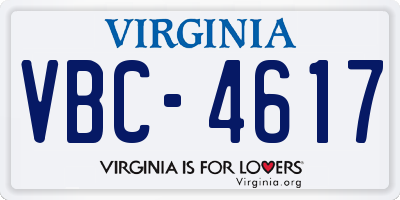VA license plate VBC4617