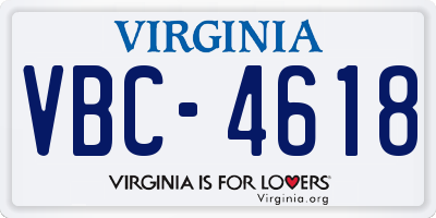 VA license plate VBC4618