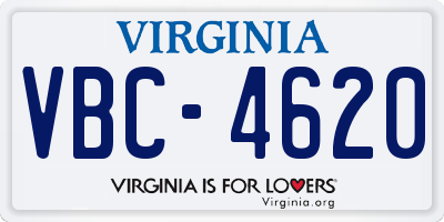 VA license plate VBC4620