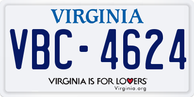 VA license plate VBC4624
