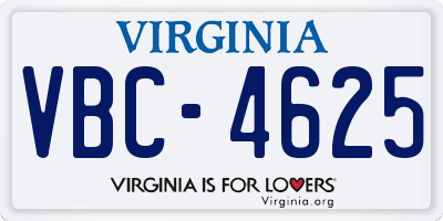 VA license plate VBC4625