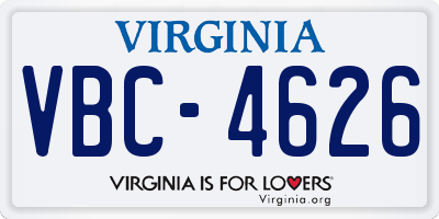 VA license plate VBC4626