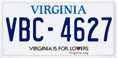 VA license plate VBC4627