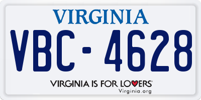 VA license plate VBC4628