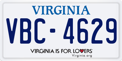 VA license plate VBC4629