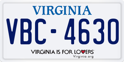 VA license plate VBC4630