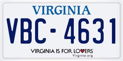 VA license plate VBC4631