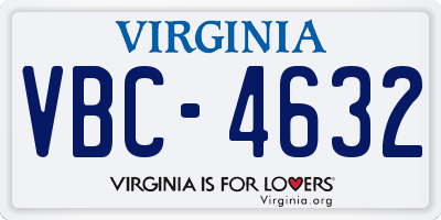 VA license plate VBC4632