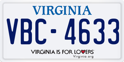 VA license plate VBC4633